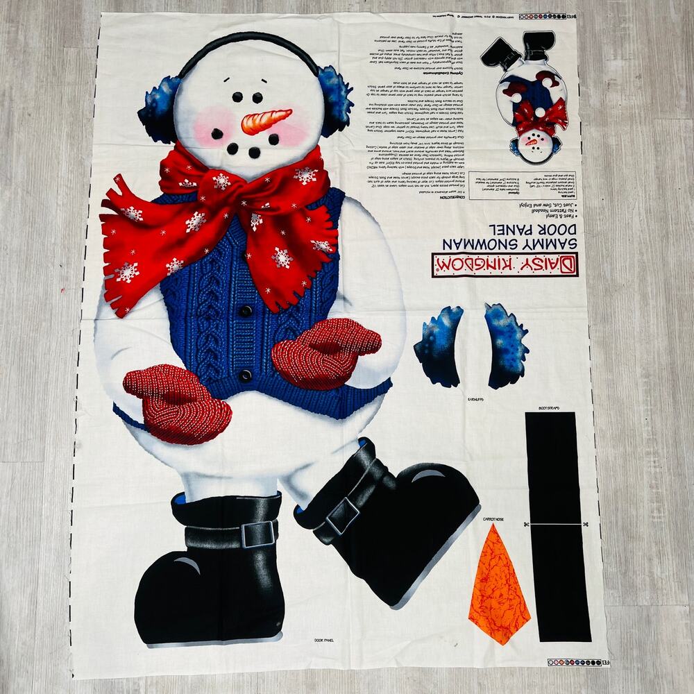 Cotton Quilt Fabric Daisy Kingdom Sammy Snowman Door Panel 44" X 2 Yds